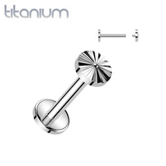 Titanium Internally Threaded Circle Disc Starburst Flat Back Labret