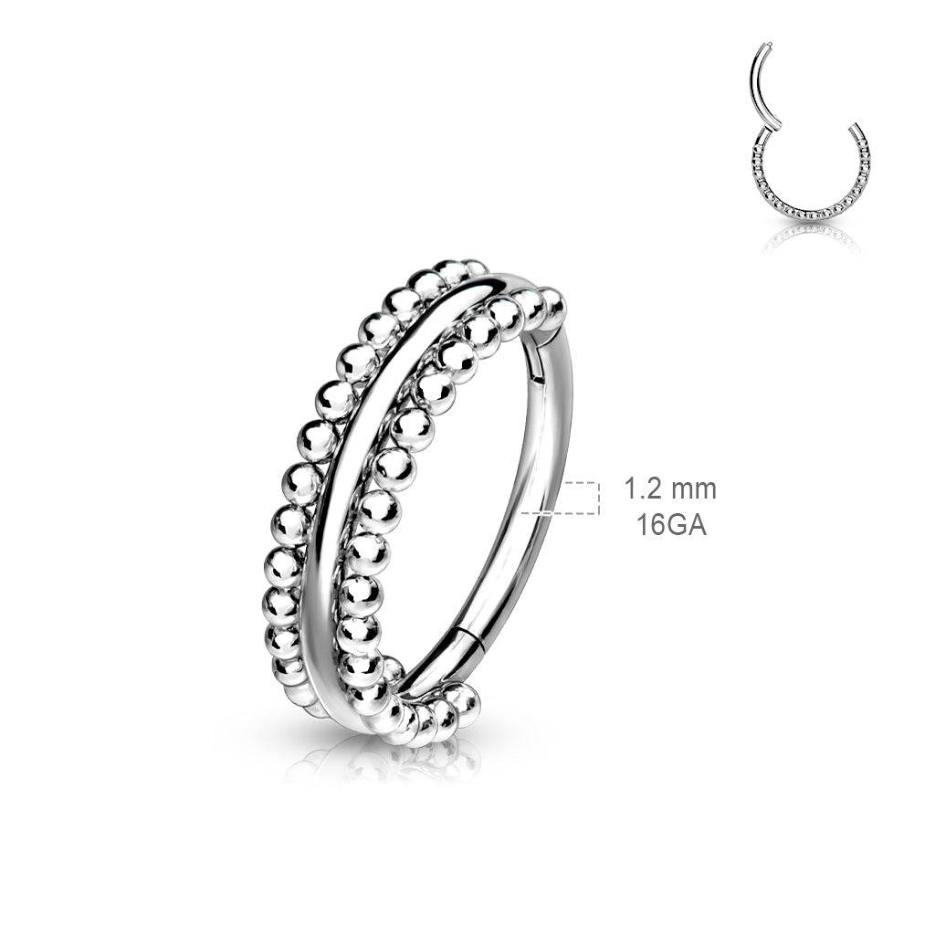 316L Surgical Steel Gold PVD Beaded Hinged Clicker Hoop Ring