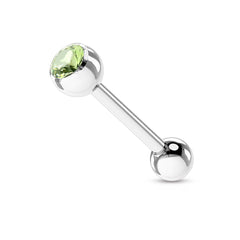 316L Surgical Steel Green Gem Straight Barbell Tongue Ring