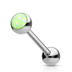 316L Surgical Steel Green Gem Tongue Ring Straight Barbell