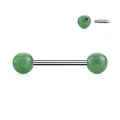 316L Surgical Steel Jade Green Stone Nipple Ring