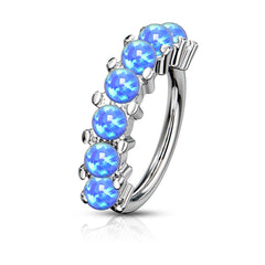 316L Surgical Steel Multi Use Easy Bend Blue Opal Hoop