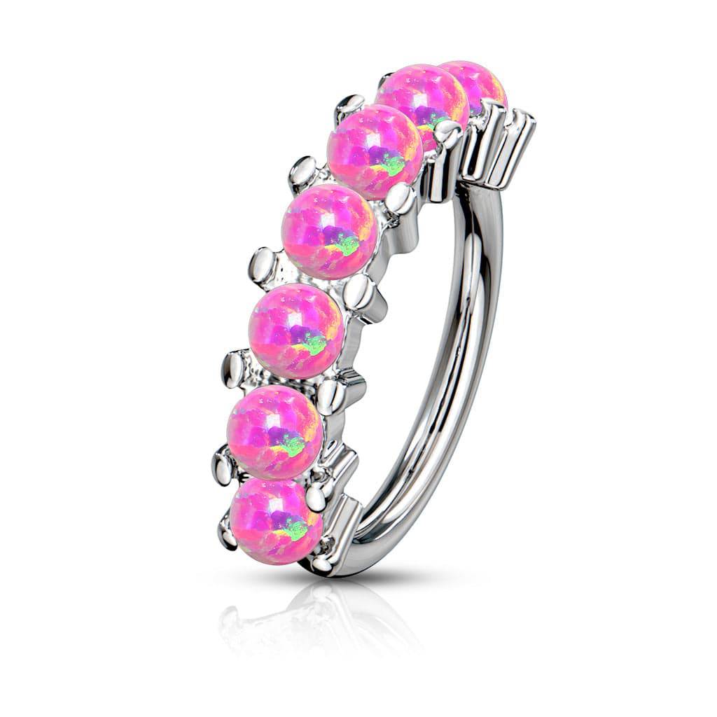 316L Surgical Steel Multi Use Easy Bend Pink Opal Hoop