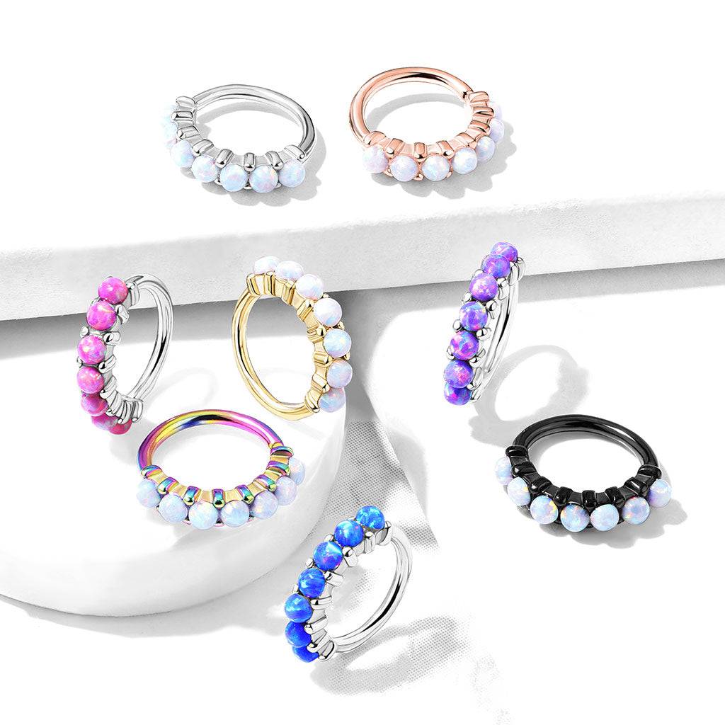 316L Surgical Steel Multi Use Easy Bend Pink Opal Hoop