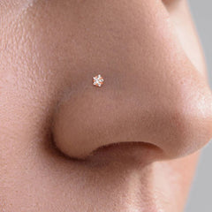 316L Surgical Steel White CZ Star Corkscrew Nose Ring Stud