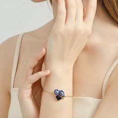 18K Blue Flower Enamel Bracelet