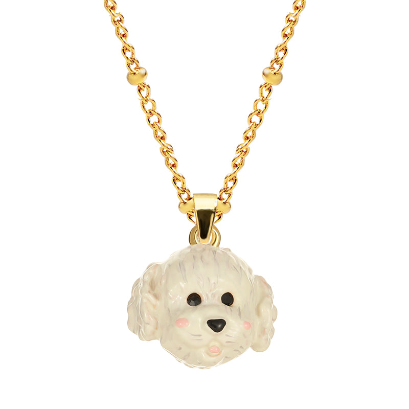 18K Cute Pet Cubic Enamel Cat &amp; Dog Enamel Necklace