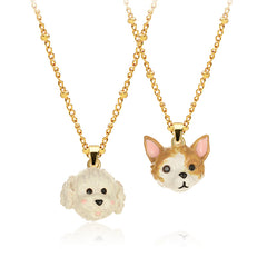 ��18K Cute Pet Cubic Enamel Cat and Dog Enamel Necklace