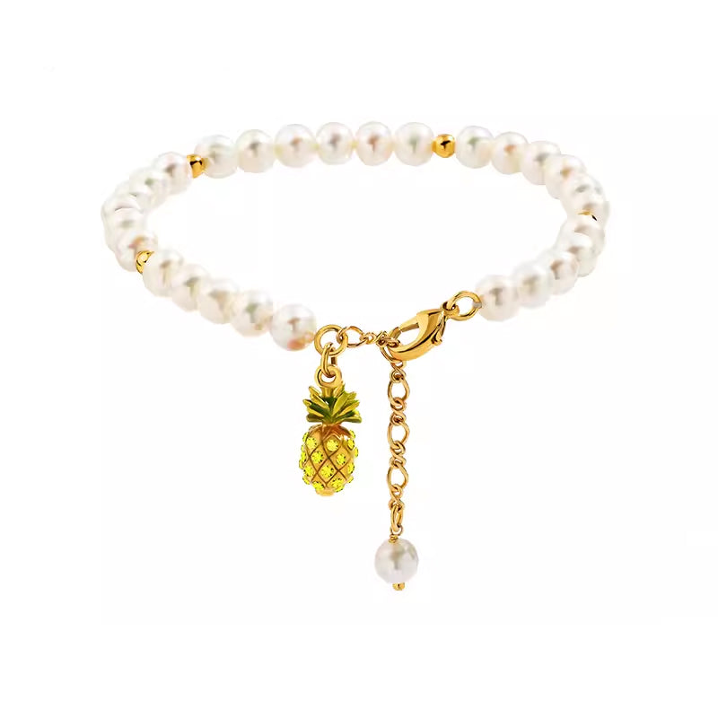 18K Pearls Fruit Enamel Bracelet