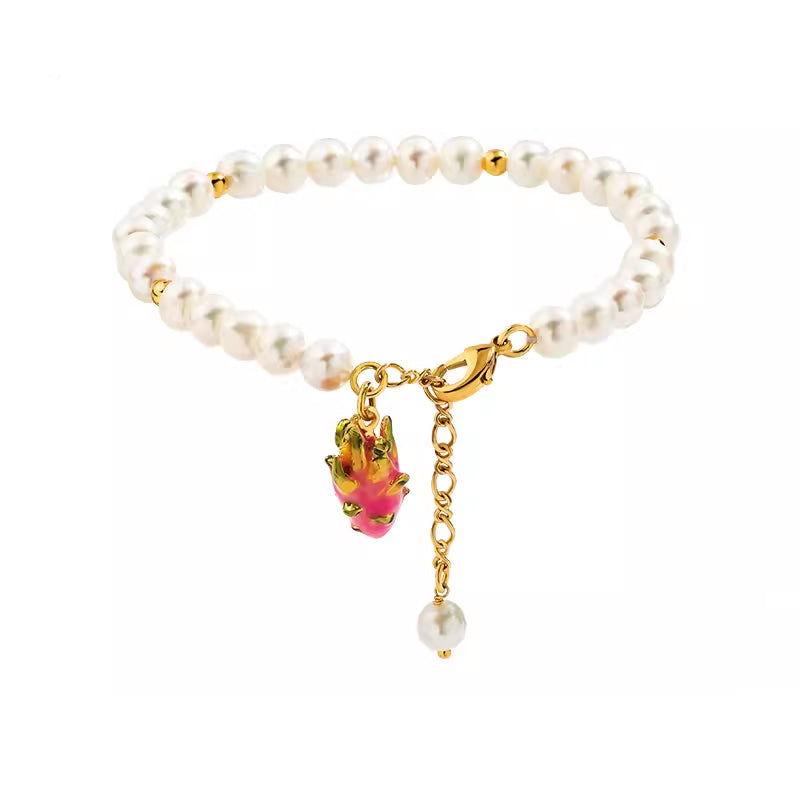 18K Pearls Fresh Fruit Enamel Bracelet