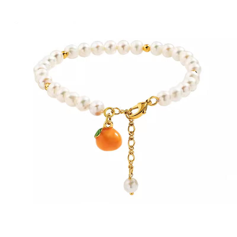 18K Pearls Fruit Enamel Bracelet