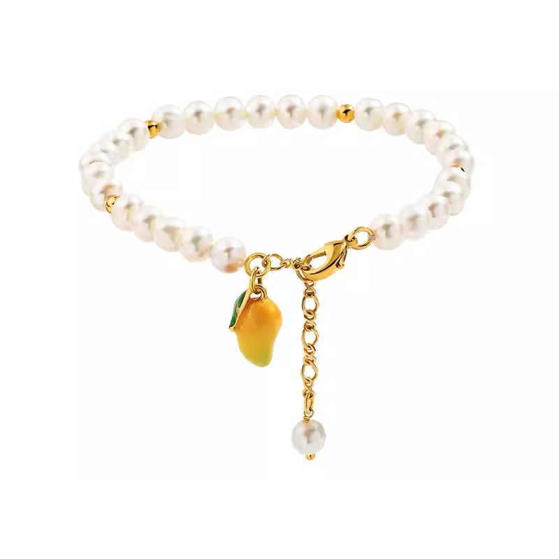 18K Pearls Fresh Fruit Enamel Bracelet