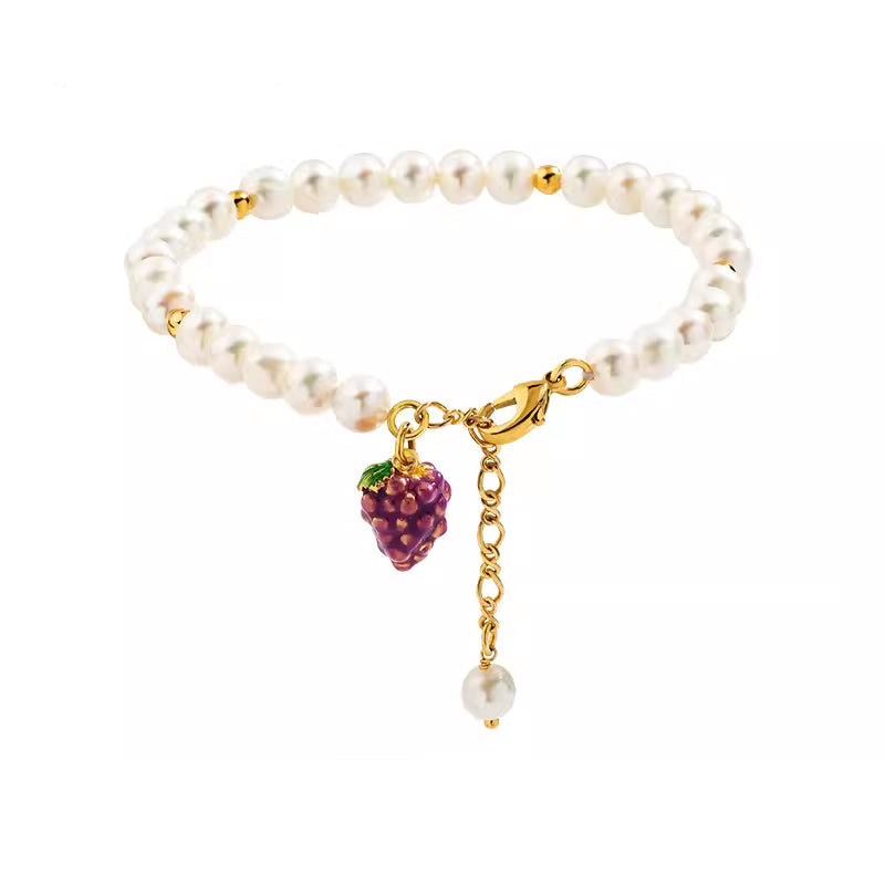 18K Pearls Fresh Fruit Enamel Bracelet