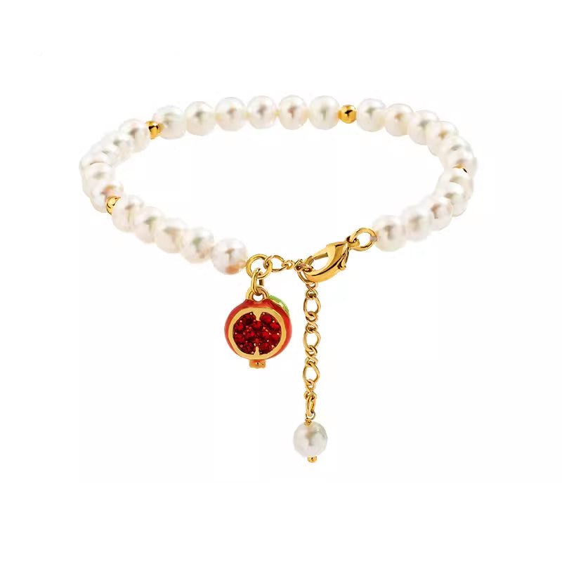 18K Pearls Fresh Fruit Enamel Bracelet