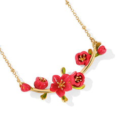 18K Elegant Begonia Enamel Necklace