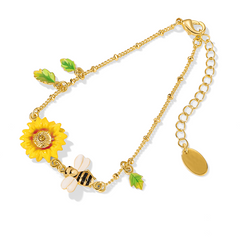 18K Sweet Temperament Little Bee Sunflower Enamel Bracelet