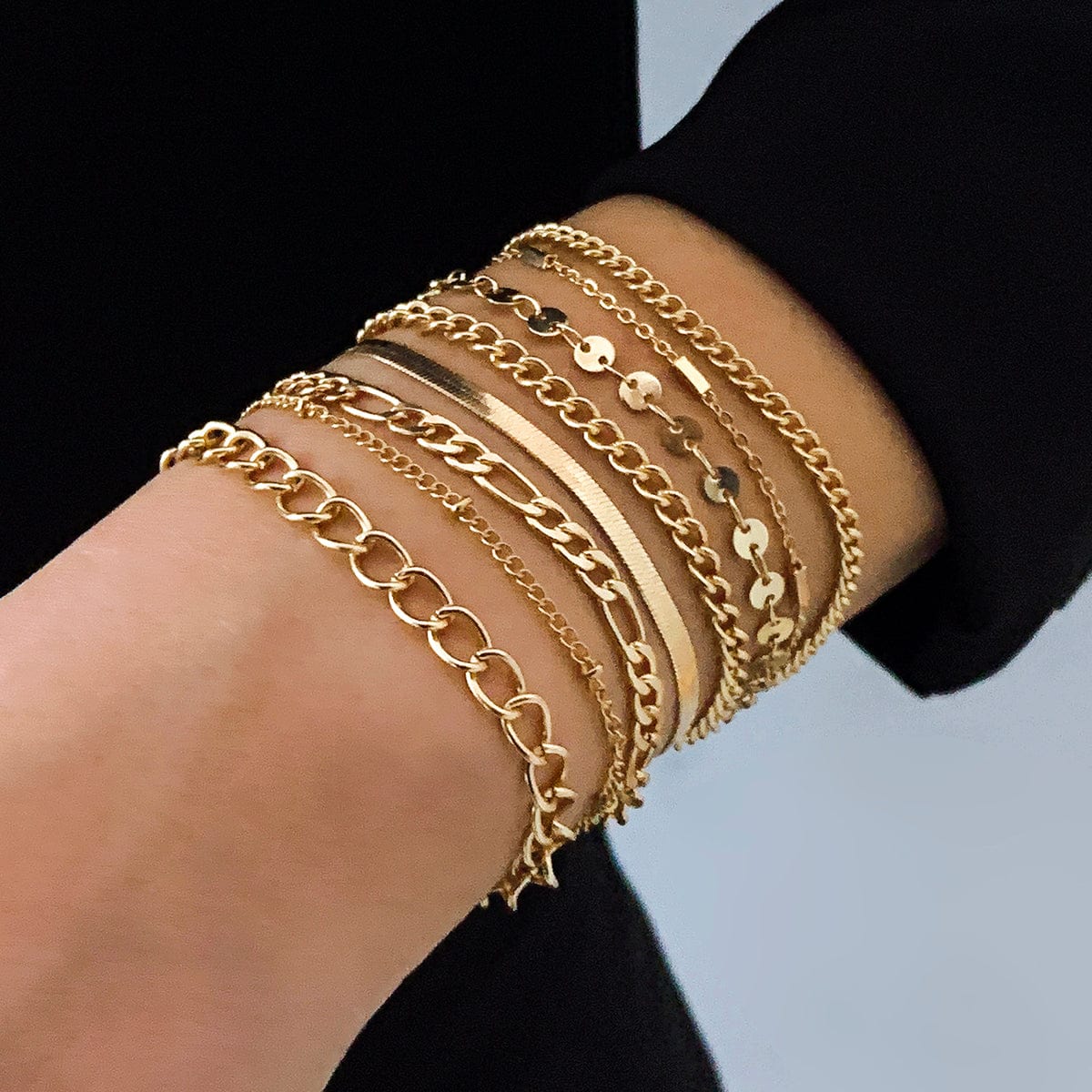 8 Pcs Gold Silver Tone Stackable Bracelet Set