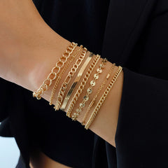 8 Pcs Gold Silver Tone Stackable Bracelet Set