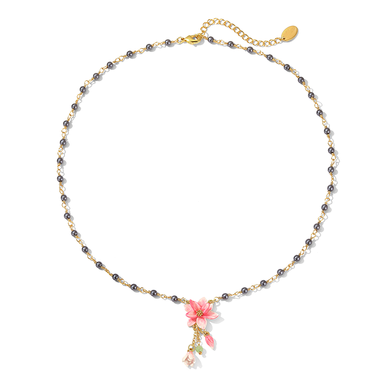 Pink Magnolia Tassel Necklace