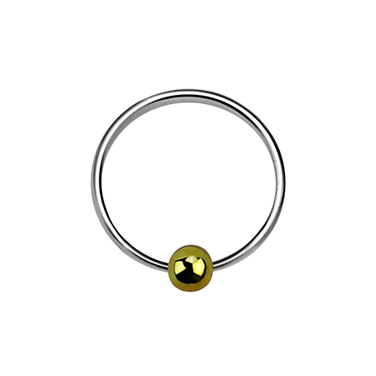 925 Sterling Silver Small Nose Hoop Ring with Fixed Gold Ball