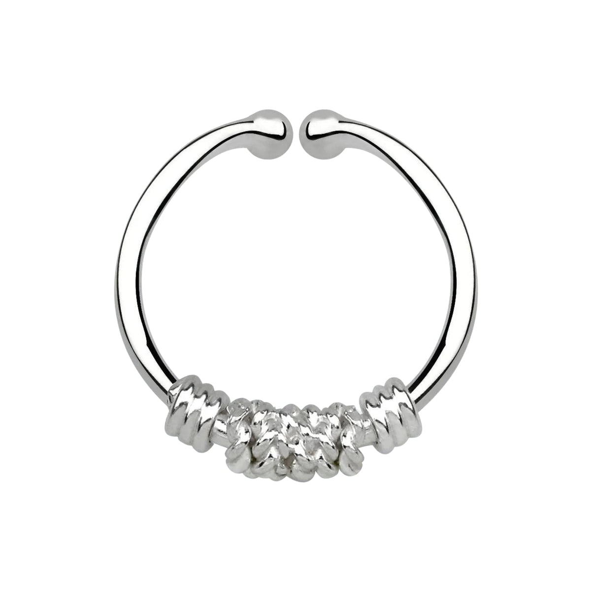 Fake Faux Clip On 925 Sterling Silver Wire Nose Hoop Ring