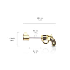 316L Surgical Steel Gold PVD Large Revolver Straight Barbell Nipple Ring