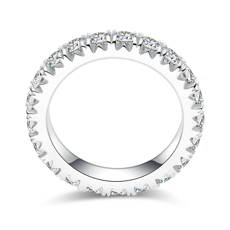 DEDEJILL Full Circle Pave S925 Sterling Silver Platinum-Plated Moissanite Ring - 3.0mm D Grade