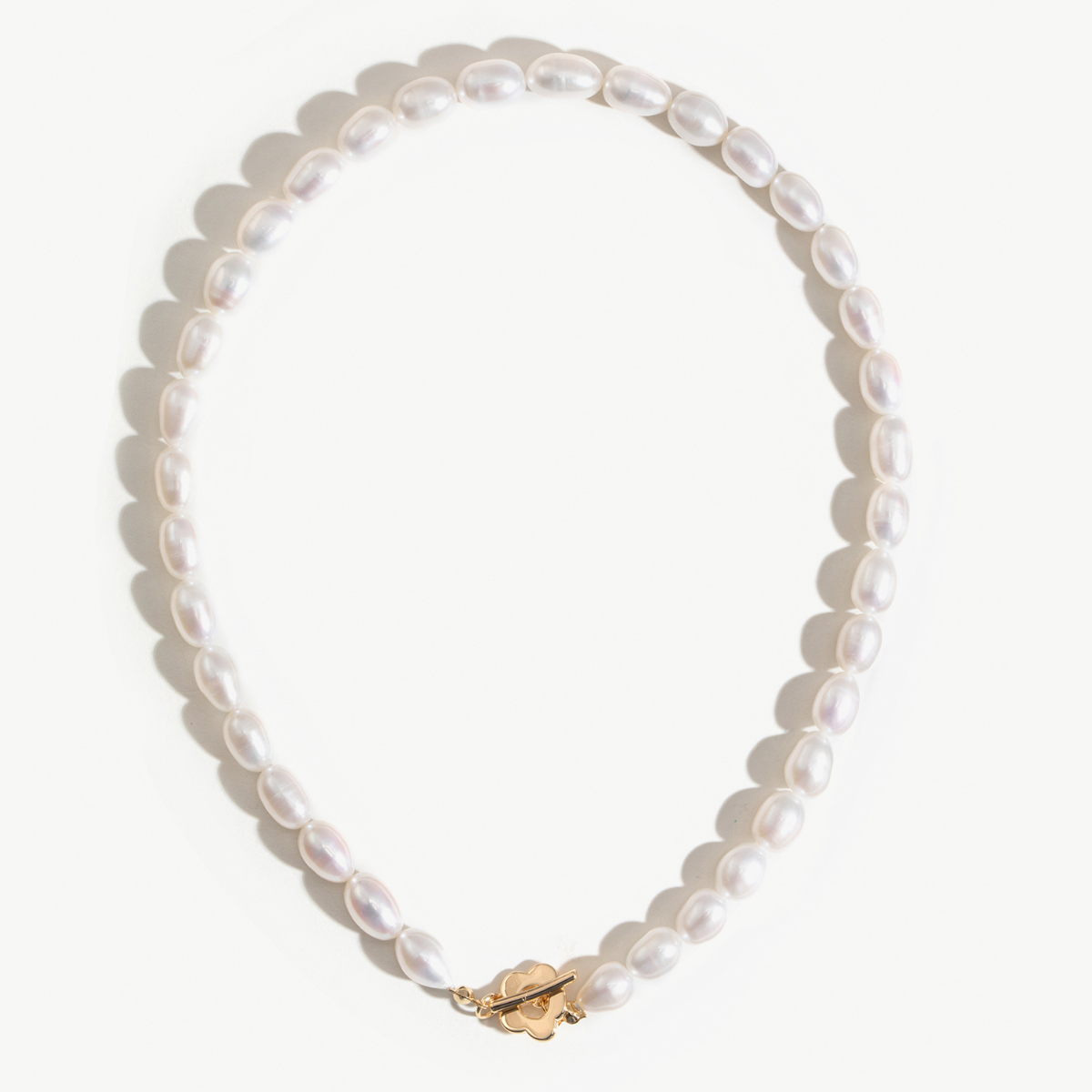 Pearl Flowers T-Bar Necklace