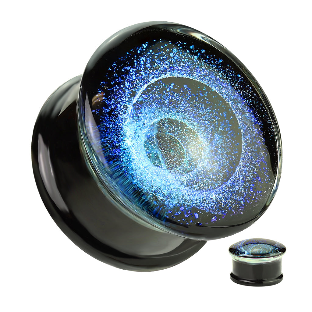 Dark Blue Galaxy Pyrex Glass Double Flared Plugs