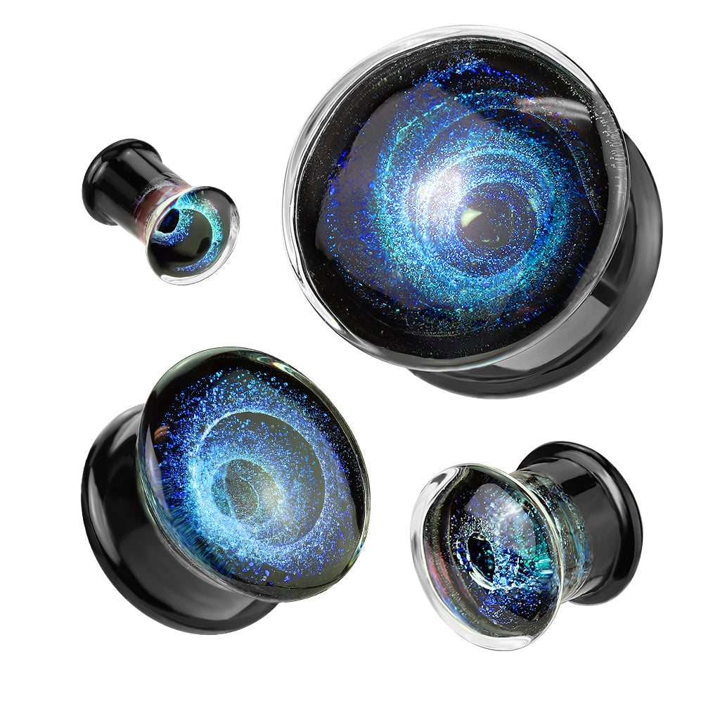 Dark Blue Galaxy Pyrex Glass Double Flared Plugs