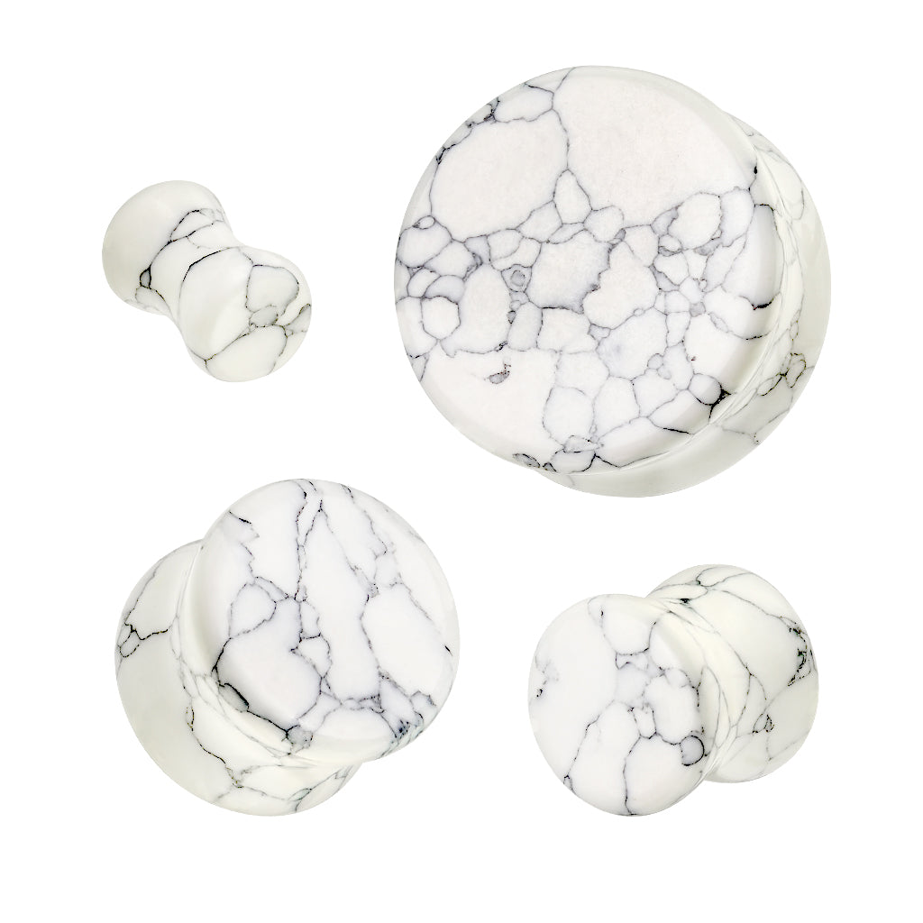 Organic Natural White Turquoise Double Flared Plugs