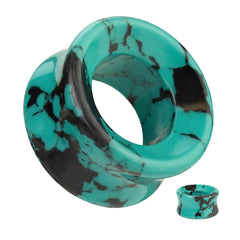 Organic Natural Black Teal Turquoise Double Flared Ear Tunnels
