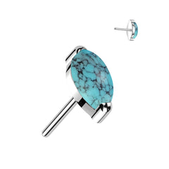 Implant Grade Titanium Marquise Turquoise Threadless Push In Labret