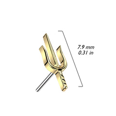 Implant Grade Titanium Black PVD Threadless Push In Dainty Trident Top Labret With Flat Back