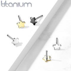 Implant Grade Titanium Threadless Push In Tragus/Cartilage Gold PVD Star Stud With Flat Back