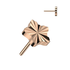 Implant Grade Titanium Rose Gold PVD Ridged Star Threadless Push In Labret