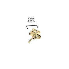 Pair of Implant Grade Titanium Gold PVD Dainty Ridged Star Threadless Push In Earrings With Flat Back