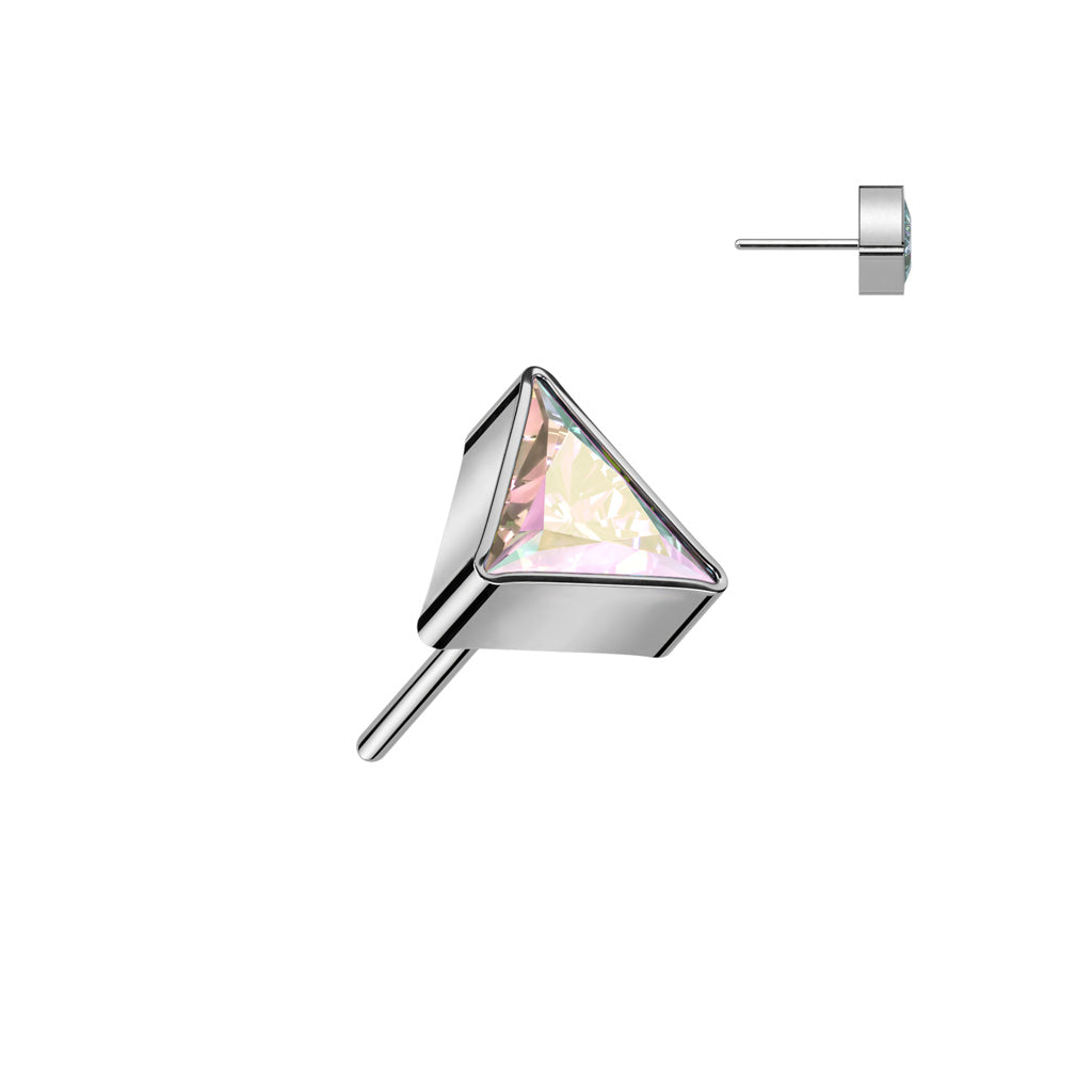 Aurora Borealis CZ Dreieckiges, gewindeloses Push-In-Labret aus Titan in Implantatqualität