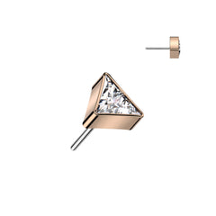 Implantat-Titanium Roségold PVD Weiß CZ Dreieck Gewindeloses Push-In Labret