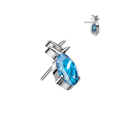 Implant Grade Titanium Aqua CZ Gem Pineapple Threadless Push In Labret
