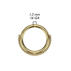 316L Surgical Steel Gold PVD Dainty Beaded Hinged Clicker Hoop