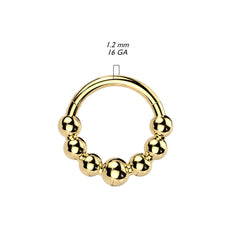 Implant Grade Titanium Gold PVD 7 Bead Hinged Clicker Hoop