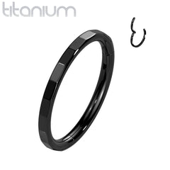 Implant Grade Titanium Black PVD Faceted Edge Hinged Cartilage Clicker Hoop