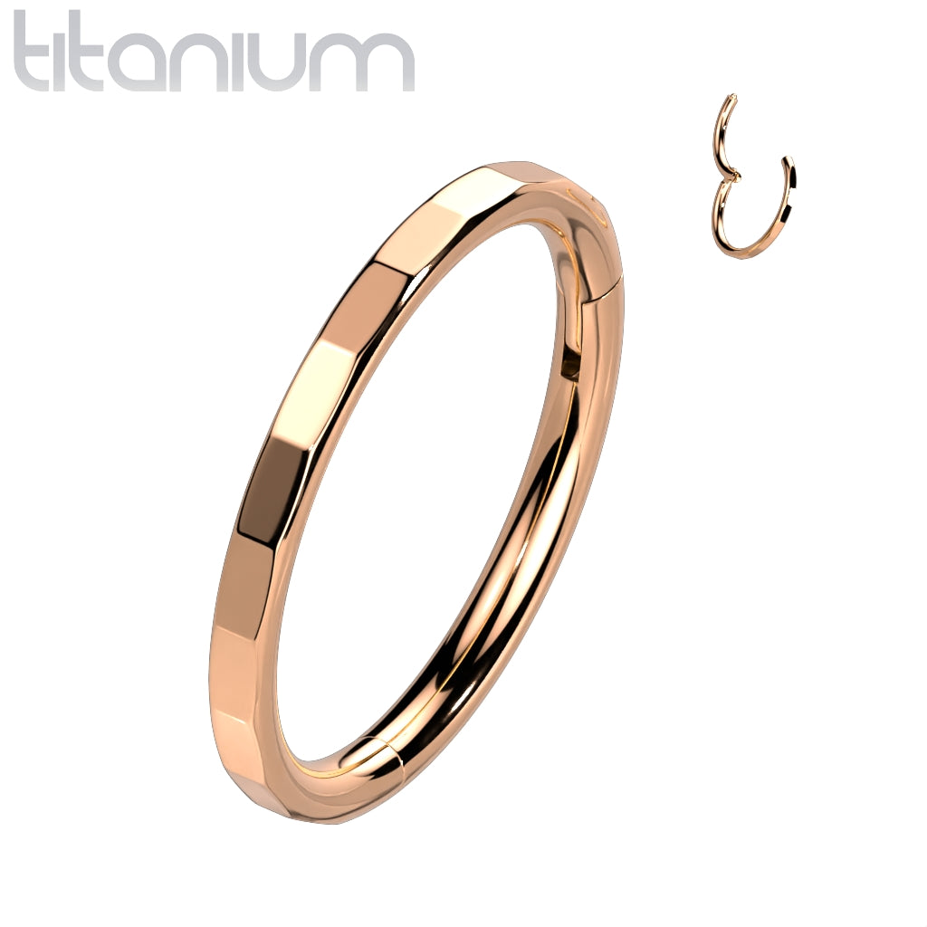 Knorpel-Clicker-Reifen aus Titan in Implantatqualität mit Roségold-PVD und facettiertem Rand