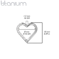 Implant Grade Titanium Gold PVD White CZ Heart Hinged Daith Clicker Hoop