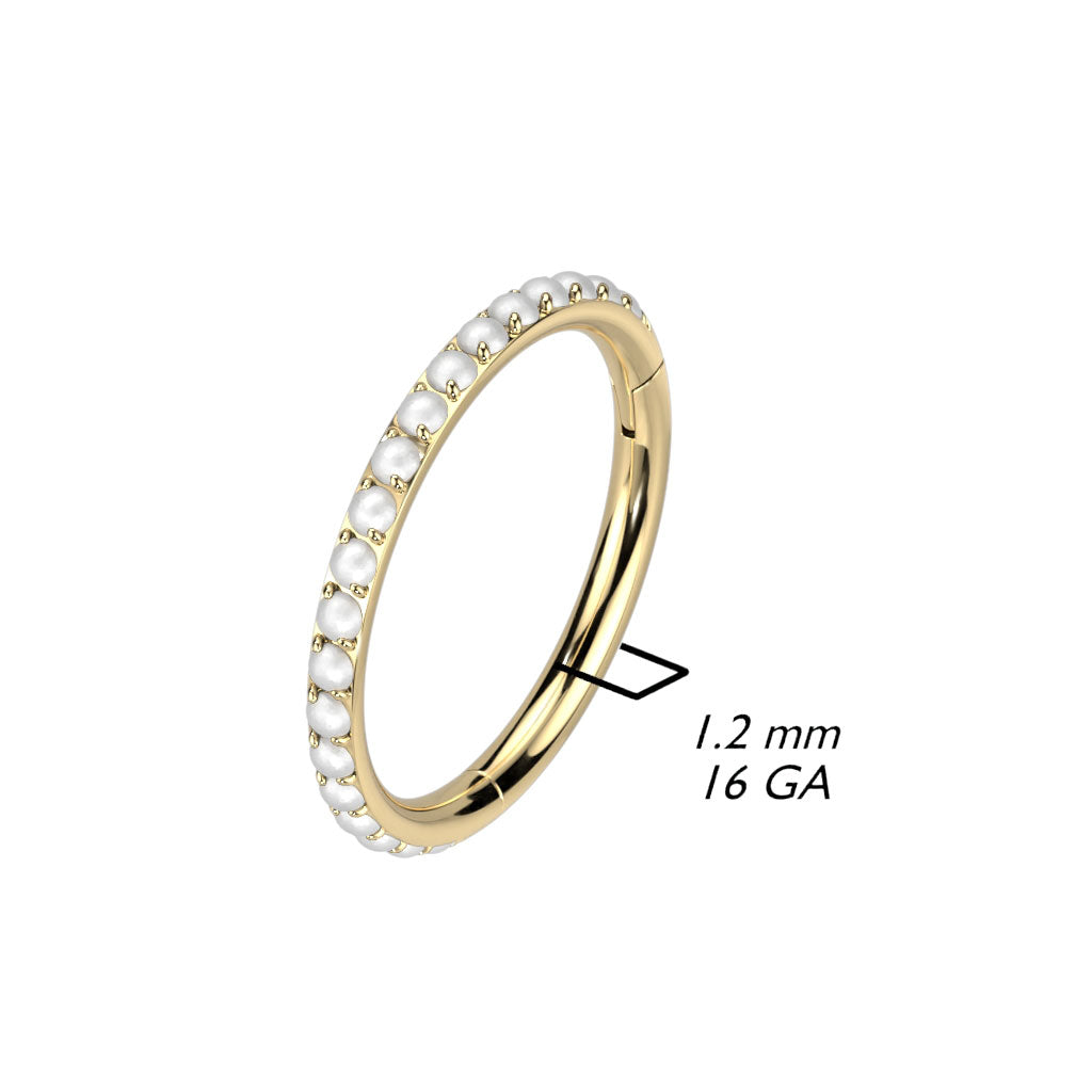 Implant Grade Titanium Pearl Studded Hinged Cartilage Clicker Hoop