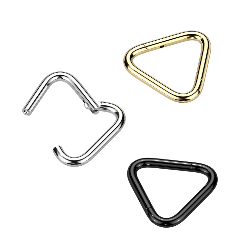 Triangular Pvd Implant Grade Titanium Black PVD Triangle Hinged Clicker Hoop ...