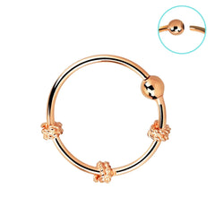 Rose Gold Plated 925 Sterling Silver Tribal Nose Ring Hoop with Design