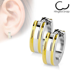 Pair of 316L Surgical Steel Thin Gold PVD Line Hoop Earrings