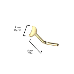 Implant Grade Titanium Gold PVD Small Crescent Moon L-Shaped Nose Ring Stud